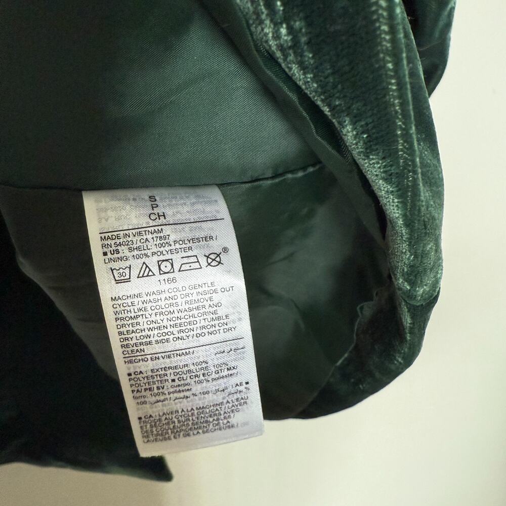 Old Navy Women Crushed Velvet Blazer Small Green Holiday Party Festive Christmas - Picture 7 of 9